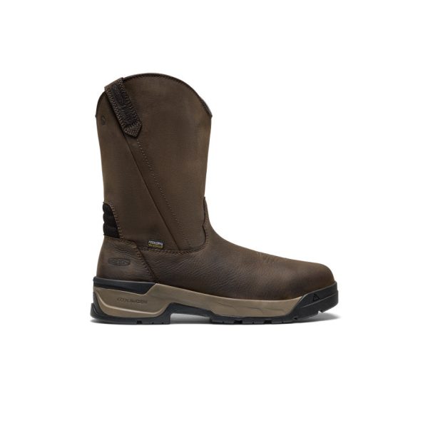 Men's Flatland Pull-On Waterproof Work Boot (Carbon Toe) | Dark Brown/Black
